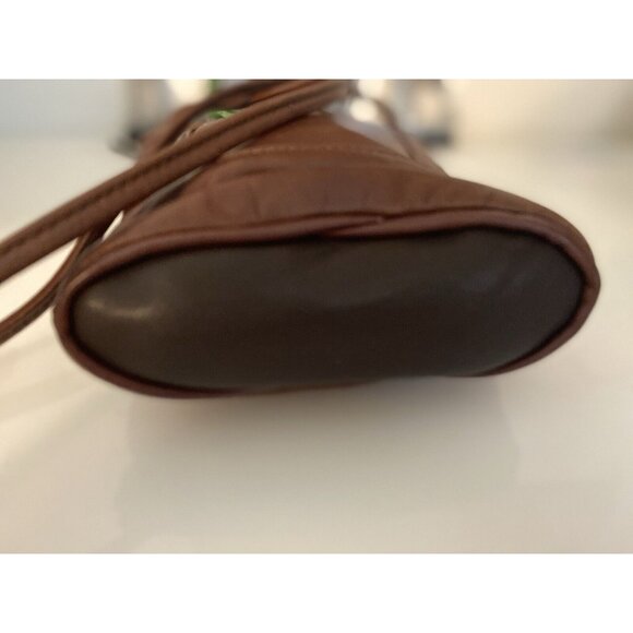 Vintage Brown Tooled Leather Cross Body Purse Handbag Shoulder Bag Tassel 9"x6" - Picture 8 of 16